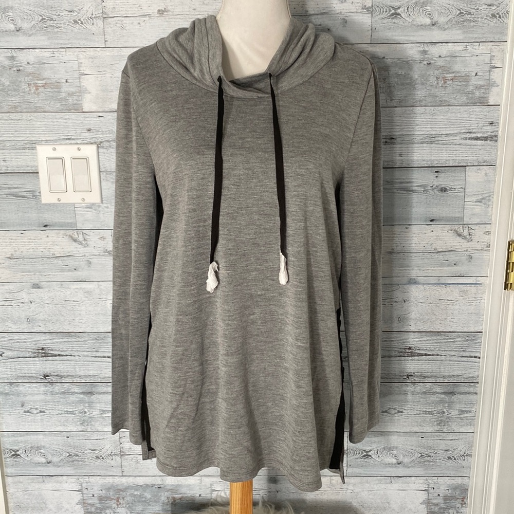 CABLE & GAUGE GRAY COWL NECK PULLOVER